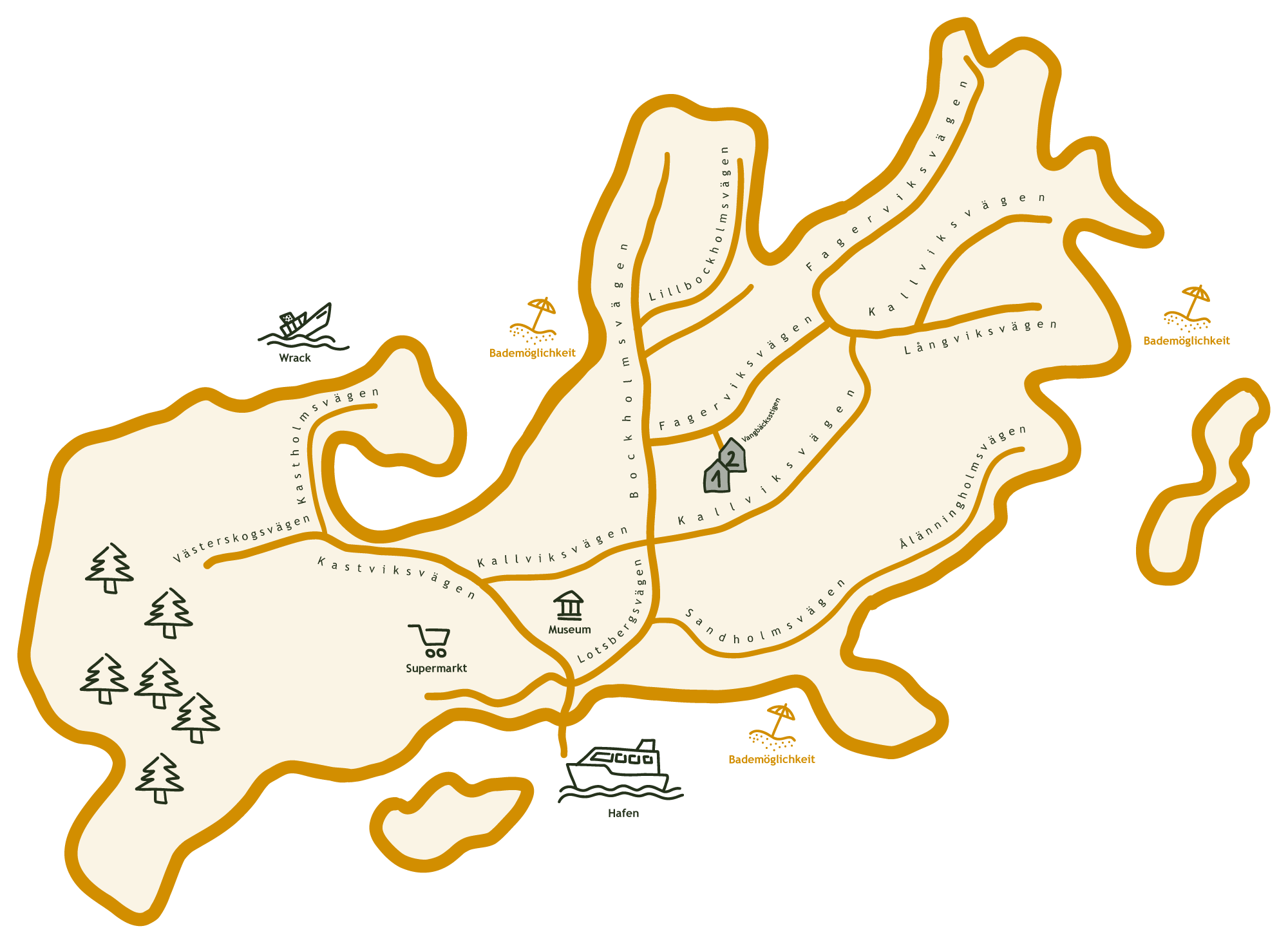 Landkarte von Husarö Landkarte von Husarö